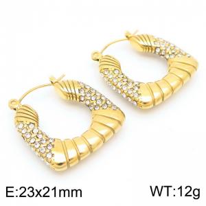 Women Gold-Plated Stainless Steel&Rhinestones Square Hook Earrings - KE115316-KFC