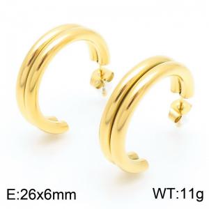 Women Gold-Plated Stainless Steel Curved Earrings - KE115319-KFC