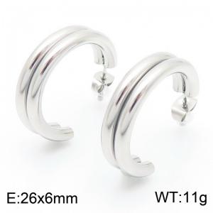 Women Stainless Steel Curved Earrings - KE115320-KFC