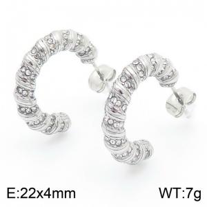 Women Stainless Steel&Rhinestones Hook Earrings - KE115330-KFC