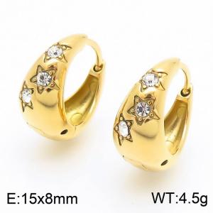 Women Gold-Plated Stainless Steel&Rhinestones Hook Earrings - KE115331-KFC