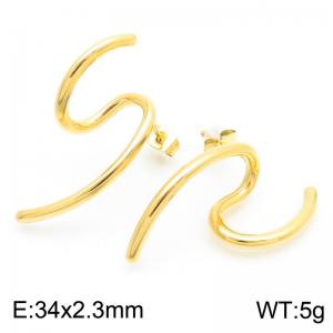 Women Gold-Plated Stainless Steel String Earrings - KE115345-KFC