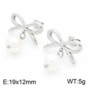 Women Stainless Steel&Pearl Hair Band Earrings - KE115352-KFC