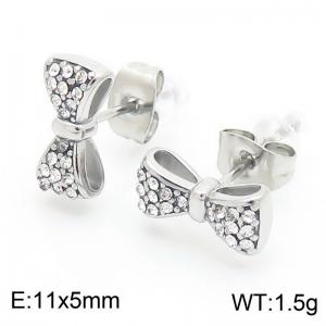 Women Stainless Steel&Rhinestones Bow Tie Earrings - KE115359-KFC