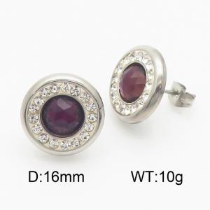 Stainless Steel Stone&Crystal Earring - KE115375-Z