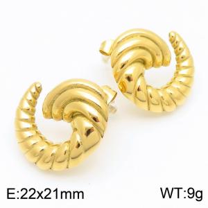 European and American fashion personality stainless steel creative snail spiral pattern jewelry temperament gold earrings - KE115564-KFC