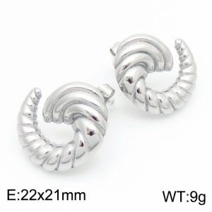 European and American fashion personality stainless steel creative snail spiral pattern jewelry temperament silver earrings - KE115565-KFC