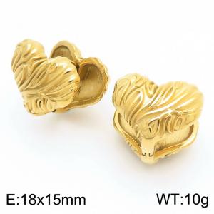 European and American fashion personality stainless steel creative irregular lines heart-shaped temperament versatile gold earrings - KE115575-KFC