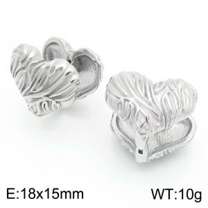 European and American fashion personality stainless steel creative irregular lines heart-shaped temperament versatile silver earrings - KE115576-KFC