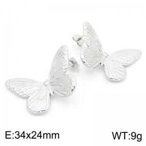 Original fashionable and personalized stainless steel creative butterfly animal series jewelry temperament silver earrings - KE115579-KFC