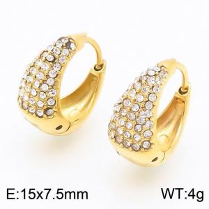 Fashionable and personalized Ins style stainless steel creative U-shaped diamond studded women's jewelry charm gold earrings - KE115667-KFC