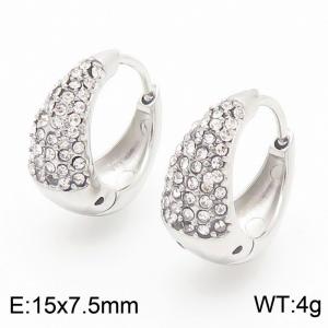 Fashionable and personalized Ins style stainless steel creative U-shaped diamond studded women's jewelry charm silver earrings - KE115668-KFC