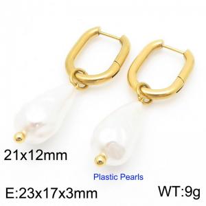 Stainless steel U-shaped pearl earrings for women - KE115840-Z