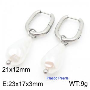 Stainless steel U-shaped pearl earrings for women - KE115841-Z