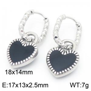 Hammer with Heart Charm Earring For Women Stainless Steel 304 Silver Color - KE115901-Z