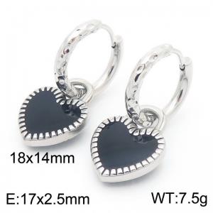 Hammer with Heart Charm Earring For Women Stainless Steel 304 Silver Color - KE115903-Z