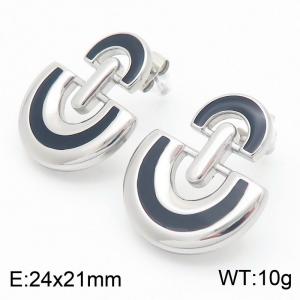 Wholesale Custom High Quality Fashion Jewelry 18K Gold Plated Stainless Steel Geometric Splicing U-shaped Earrings For Women - KE115912-GC