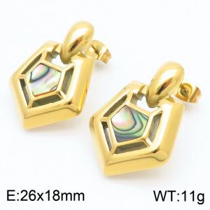 Fashion Jewelry Geometric Stainless Steel Gold Plated Hexagon Opal Malachite Stud Earrings Gift - KE115913-GC