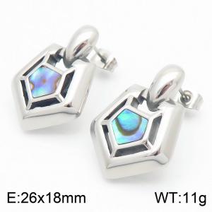 Fashion Jewelry Geometric Stainless Steel Gold Plated Hexagon Opal Malachite Stud Earrings Gift - KE115914-GC