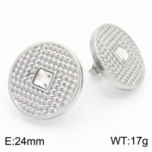 Wholesale Round Ear Studs Trendy Cubic Zirconia Earrings 18K Gold Plated Stainless Steel Jewelry - KE115920-GC