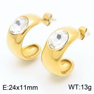 Wholesale Jewelry PVD Gold-plated Fashion C-shaped Earrings Women's Light Luxury Zircon Earrings - KE115921-GC