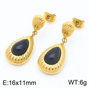 Luxurious Stainless Steel Earrings Unique Water Drop Earrings High Quality Stud Earrings For Daily Life - KE115923-GC