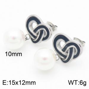 Wholesale Jewelry Stainless Steel Twists Oil Drop Knot Earrings Freshwater Pearl Earrings for Women - KE115926-GC