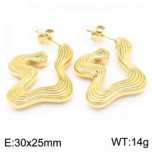 Individualism Geometric Stud Earring For Women Stainless Steel 304 Gold Color - KE115929-KFC