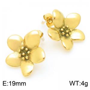 Beautiful Flower Stud Earring Women Stainless Steel 304 Gold Color - KE115941-KFC