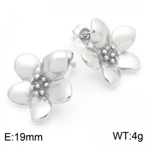 Beautiful Flower Stud Earring Women Stainless Steel 304 Silver Color - KE115942-KFC