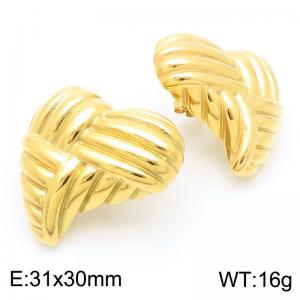 Stainless Steel Heart Textured Earrings with Temperament Earrings Women  Gold Color - KE115947-KFC