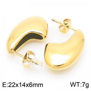 Stainless Steel Striped Water Droplet Earrings Women Gold Color - KE115950-KFC