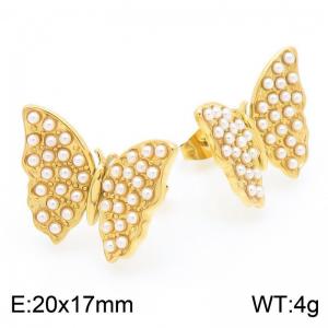 French Retro Autumn and Winter Series Niche Butterfly Fashion Pearl Earrings Silver Color - KE115952-KFC
