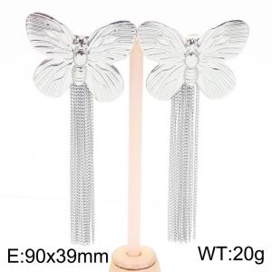 Butterfly Drop Earring Women Stainless Steel 304 Silver Color - KE115954-KFC