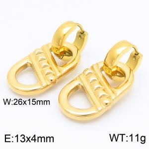 Women Gold-Plated Stainless Steel Clasp Earrings - KE116090-GC