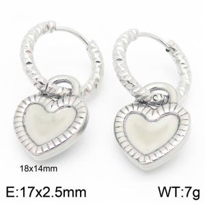 Fashionable and minimalist stainless steel heart-shaped earrings for women - KE116099-Z