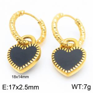 Fashionable and minimalist stainless steel oil dripping heart-shaped earrings for women - KE116102-Z