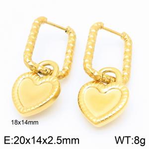 Fashionable and minimalist stainless steel heart-shaped square earrings for women - KE116104-Z