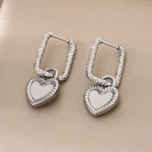 Fashionable and minimalist stainless steel heart-shaped square earrings for women - KE116105-Z