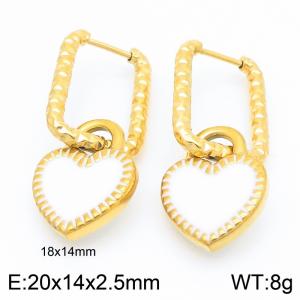 Fashionable and minimalist stainless steel oil dripping heart-shaped square earrings for women - KE116106-Z