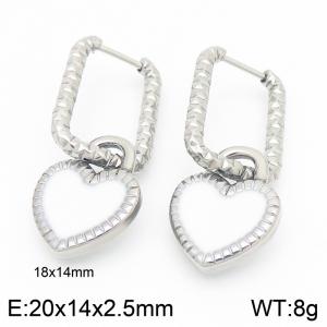 Fashionable and minimalist stainless steel oil dripping heart-shaped square earrings for women - KE116107-Z