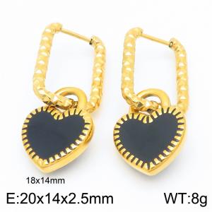 Fashionable and minimalist stainless steel oil dripping heart-shaped square earrings for women - KE116108-Z