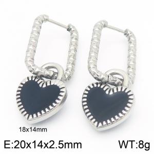 Fashionable and minimalist stainless steel oil dripping heart-shaped square earrings for women - KE116109-Z