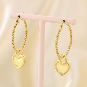 Fashionable and minimalist stainless steel heart-shaped circular threaded earrings for women - KE116111-Z