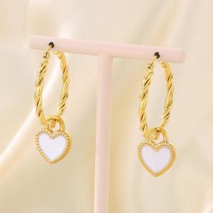 Fashionable and minimalist stainless steel heart-shaped round earrings for women - KE116123-Z