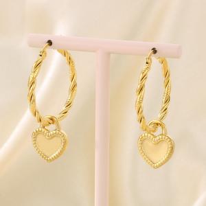 Fashionable and minimalist stainless steel heart-shaped round earrings for women - KE116127-Z