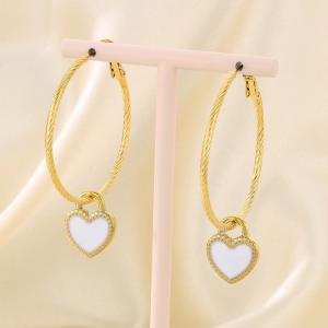 Fashionable and simple stainless steel heart-shaped round ear buckle for women - KE116129-Z