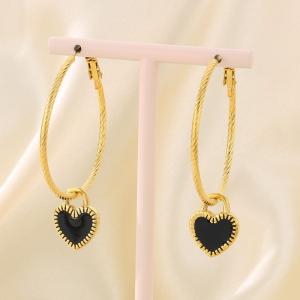 Fashionable and simple stainless steel heart-shaped round ear buckle for women - KE116131-Z