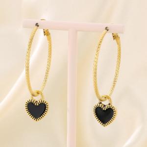 Fashionable and simple stainless steel heart-shaped round ear buckle for women - KE116134-Z