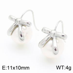 Women Stainless Steel&Pearl Hair Tie Earrings - KE116141-KFC